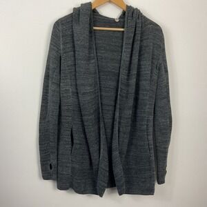 Margaret O'Leary Open Front Hooded Cardigan Sweater Thumbholes XS